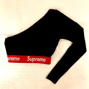 Frankie Collective REWORKED Authentic Supreme One Arm Off Shoulder Cropped Top